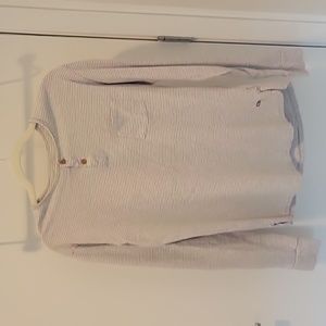 Mens Wellen Gray and White Stripe Long Sleeve Henly